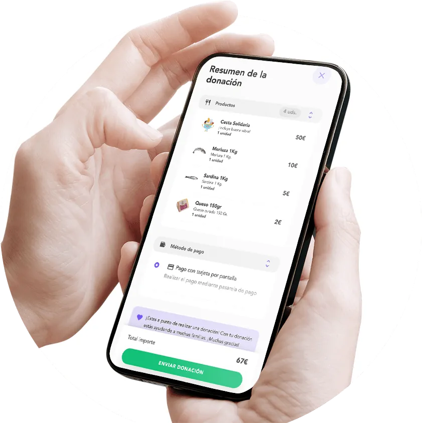 App de Nadie sin su ración diaria mostrando el resumen de una donación