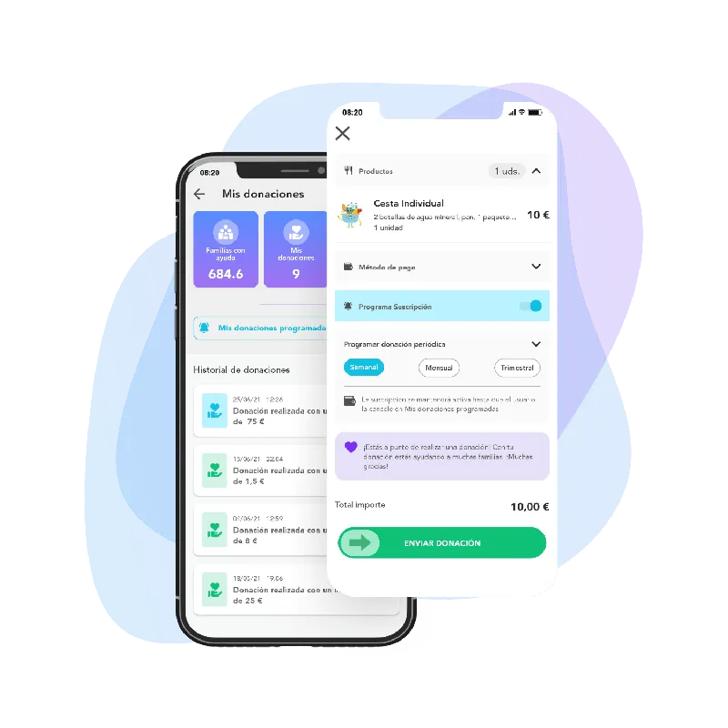 App móvil con historial de donaciones